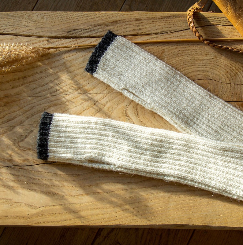 Winter gloves fingerless, wool arm warmers. Perfect, strong warm wool. Best gift for you off white