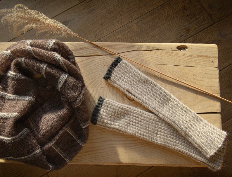 Winter gloves fingerless, wool arm warmers. Perfect, strong warm wool. Best gift for you light beige