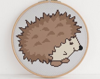 Cute Hedgehog Cross Stitch Pattern Beginner Friendly Small Lovable Pet Design 5 Colors