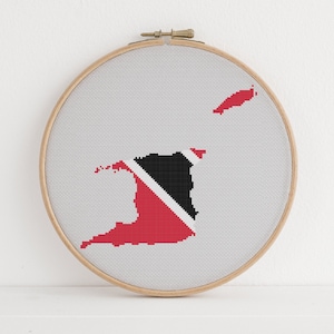 Trinidad And Tobago Cross Stitch Pattern Trinidadian Flag Travel Lover Design 3 Colors