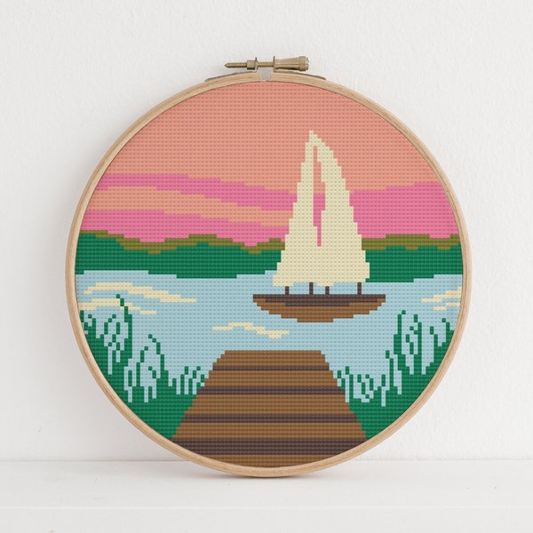 Cross Stitch Boat Etsy