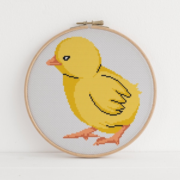 Baby Chick Cross Stitch Pattern Little Yellow Chicken Design 6 Colors