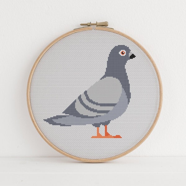 Pigeon Cross Stitch Pattern Cute Animal Nature Lover Design 7 Colors