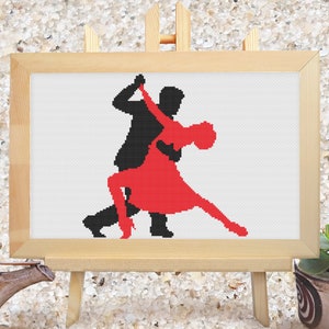 Tango Couple Cross Stitch Pattern Beautiful Romantic Dancing Design 2 Colors