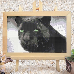 Black Panther Cross Stitch Pattern Nature Is Metal Counted Design 12 Colors