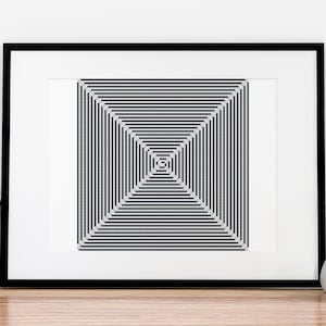 Trippy Square Spiral Cross Stitch Pattern Weird Optical Illusion Design 2 Colors