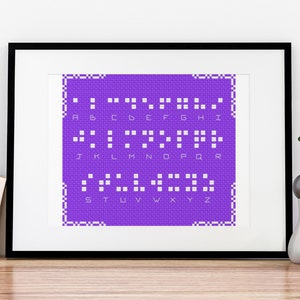 Alphabet braille au point de croix Idée cadeau unique design 1 couleur