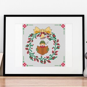 Christmas Carol Cross Stitch Pattern Singing Caroler Joy Cheer Holiday Spirit 12 Colors