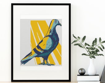Schema punto croce piccione città animale luce solare lampione design 4 colori