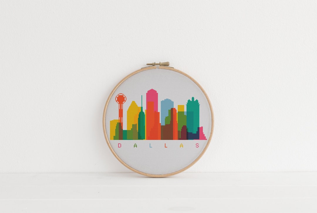 Dallas Skyline Cross Stitch Pattern Beautiful Colorful City Travel ...