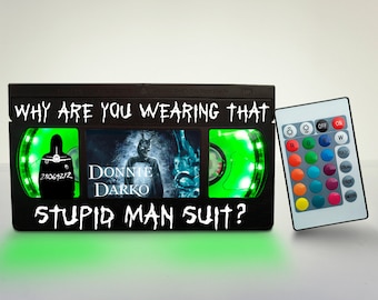 Donnie Darko VHS Lamp: Retro Movie Decor with Remote