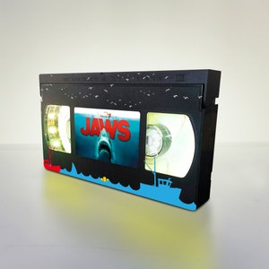 Retro VHS Lamp, Night Light, 80s, 90s, Christmas, Man cave, Birthday gift, Bestseller, Gift baby, Jaws Horror movie, Movie poster image 6