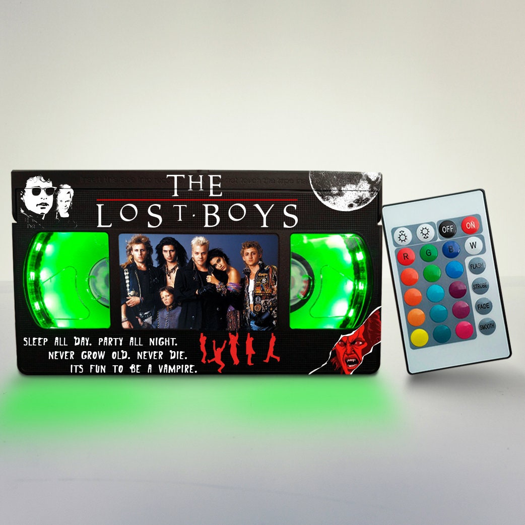 Retro VHS Lamp, Night Light, 80s, 90s, Birthday gift, Christmas, Halloween, Gift for baby, The lost boys Horror movie, Office accessory