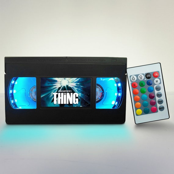 Retro VHS Lamp: 'The Thing' Movie, Handmade Desk Light