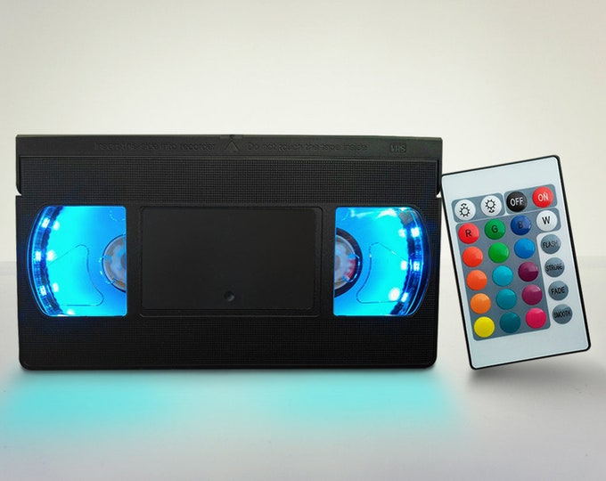 Retro VHS Lamp: Custom Movie Decor with Remote