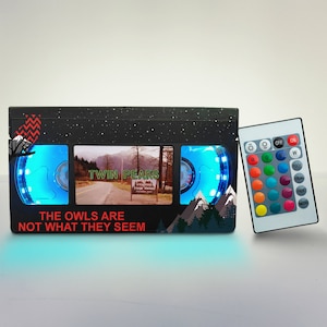 Retro VHS Lamp, 80s, 90s, Birthday gift, Bestseller, Christmas, Halloween, Gift for baby, Twin peaks Horror movie poster, Office accessory