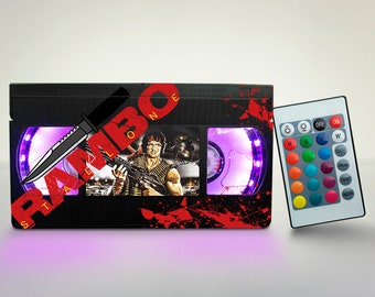 Retro VHS Lamp: Handmade 80s Movie Decor with Remote