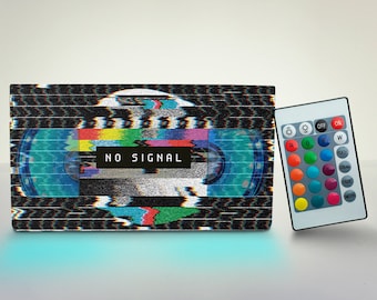 Retro VHS Lamp: Handmade Recycled Cassette Night Light with Remote