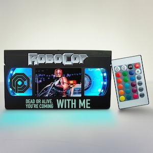 Retro VHS Lamp, Robocop VHS tape, Night Light, 80s, 90s, Birthday gift, Christmas, Halloween, Gift for baby, Horror movie poster