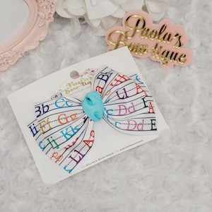 Back to School Hair Bow – Alphabet Bow for Girls or Teachers – 7 Each or 2 for 12 – Cute Teacher Gift – First Day Accessory