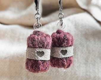 Pink Wool Yarn Earrings | Unique Gift for Knitters and Crocheters | Knitting Gift ideas | Wool gifts for her | Knitting Presents