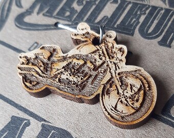 Father's Day gift: merisier wood lucky charm in the shape of a motorcycle - Gift for a biker dad, motorcycle lover