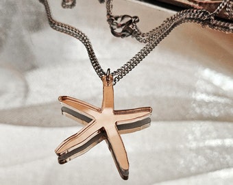 Starfish pendant necklace - Rose gold summer jewelry - Starfish charm - Christmas gift for her