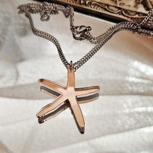 Starfish pendant necklace - Rose gold summer jewelry - Starfish charm - Christmas gift for her
