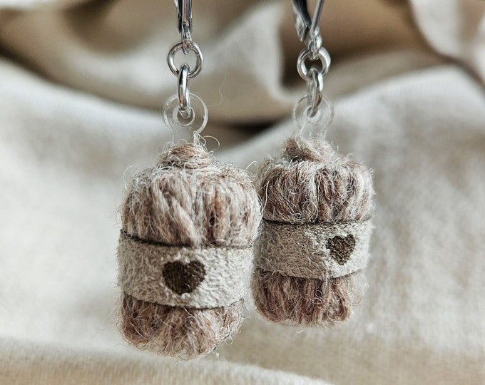 Beige Wool Yarn Earrings | Christmas Gift for Knitters and Crocheters | Perfect Knitting Presents | Knitted Gifts | Knitting Lover Gift