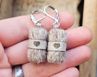 Yarn Ball Earrings Handmade in Canada, Wool Jewelry for Knitters & Crocheters, Cozy Gift for Yarn Lovers