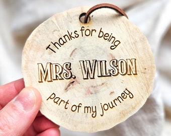 Personalized Teacher Ornament: Handcrafted Wooden Gift with Name - Unique & Affordable Teacher Appreciation Gift for Thanksgiving
