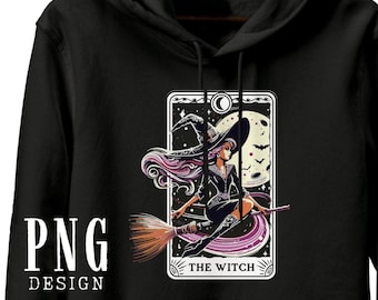 Witch Tarot Card PNG | Halloween PNG | Witchy Clipart | Spooky Season Design | Sublimation Design | Witch T-Shirt PNG | Digital Download