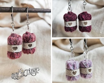 Yarn Earrings - Knitting Gifts for Women - Crochet lover - Mini Balls of wool - Knitting Christmas Stocking Ideas - Gifts for Teachers