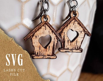 Birdhouse Earrings SVG | Laser Cut Files SVG | Laser Cut Earring SVG | Cutting Machine Files | Nature Earrings svg Files | Wood Earring svg