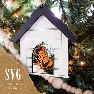 Niche à Chien Ornement Noël SVG | Découpe Laser | Décoration Personnalisée pour Animaux | Fichier SVG Noël