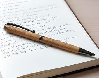 Handcrafted Maple Wood Pen for Professionals, Refillable Turned Pen with Black Accents, Executive Writing Gift for Men