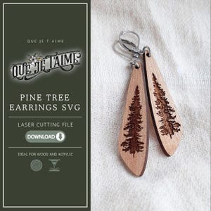 Pine Tree Earrings SVG, Rustic Woodland Laser Cut Earring File for Glowforge, Forest Nature Jewelry Design for Wood or Acrylic