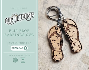 Flip Flop Earrings SVG, Tropical Summer Laser Cut Earring File for Glowforge, Beach Sandal Jewelry Design for Wood or Acrylic