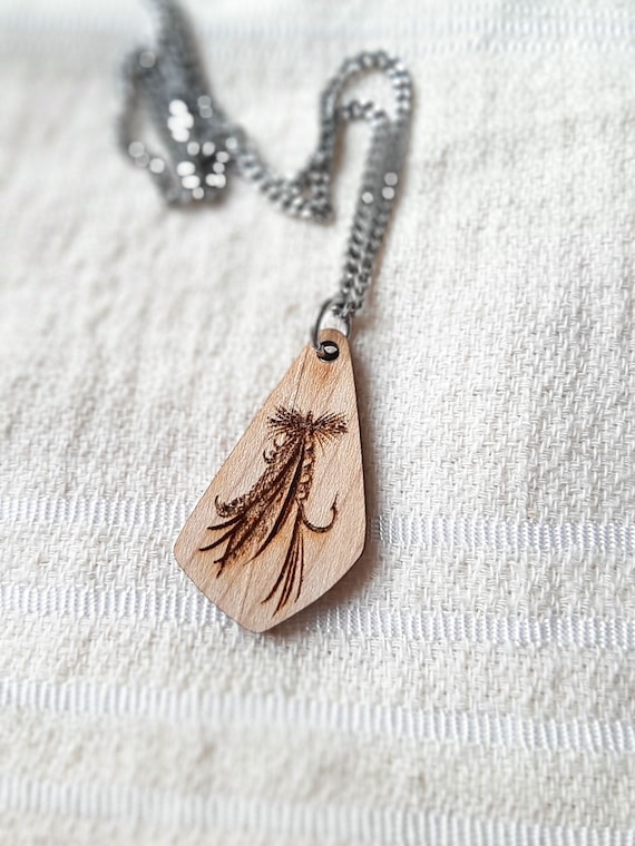 Fly Fishing Wooden Pendant | Fly fishing Gifts for Women | Fishing Necklace | Best Gifts for fishing lovers | Christmas Stocking Stuffers