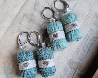 Yarn Ball Earrings for Crocheters & Knitters | Mini Skein Jewelry | Wool Earrings | Fiber Art Gift | Handmade Crochet Lover Earrings