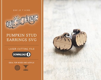 Halloween Pumpkin Earrings SVG File for Laser Cutting Glowforge xTool OMTech – spooky wood design ready to cut