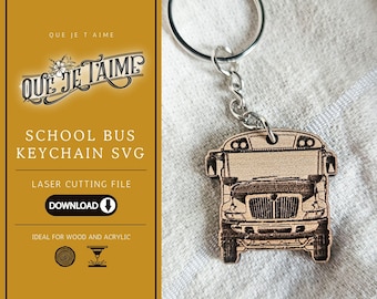 School bus keychain SVG file for laser cutting perfect gift for bus drivers Christmas or end of school year wood acrylic MDF design