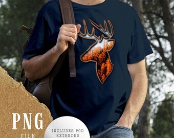 Deer Hunting PNG with Fall Landscape | Sublimation Design for Deer Hunting Shirt | Landscape Graphics | Perfect Gift for Nature Lovers