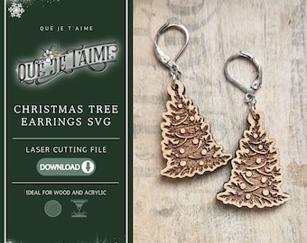 Christmas Tree Earrings SVG for Laser Cutting Glowforge xTool OMTech – festive holiday jewelry design wood or acrylic