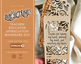 Teacher Appreciation Bookmark SVG – Laser Cut File for a Thoughtful End of School Year Gift or Personalized Educator Keepsake
