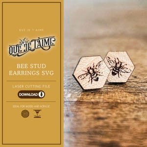 Bee Stud Earrings SVG, Honeycomb Laser Cut Earring File for Glowforge, Cute Nature Bee Jewelry Design for Wood or Acrylic