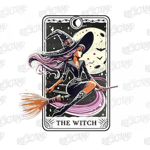 Carte de Tarot Sorcière PNG | Clipart Halloween | Design Saison Effrayante | PNG Sorcière | Design Sublimation | T-shirt Sorcière PNG