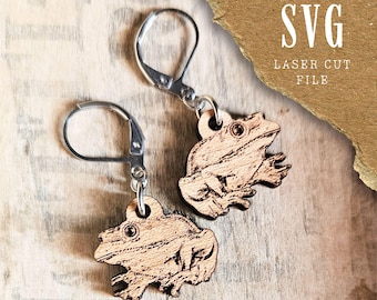 Frog SVG for laser cut earrings | Nature and animal-themed wooden or acrylic jewelry design | Commercial license included