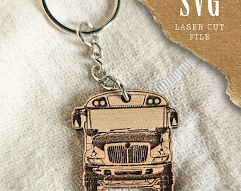 School Bus Keychain SVG | Bus Driver Appreciation Gift | Christmas Present SVG | School Bus SVG Cut File | End of Year Gift svg