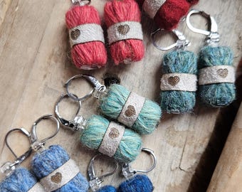 Yarn Ball Earrings – Choose Your Color | Crochet & Knitting Gift | Mini Skein Jewelry | Handmade Wool Earrings | Fiber Art Accessory